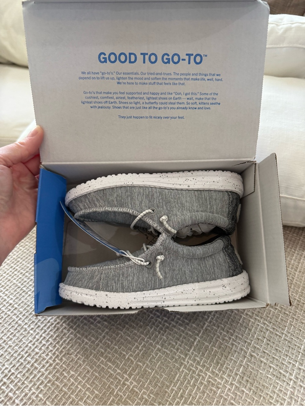Hey Dude Kids Gray Slip-On Sneakers with White Sole